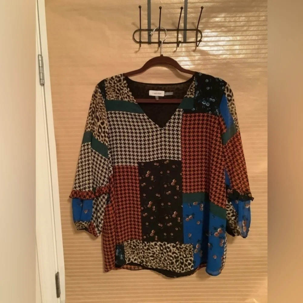CALVIN KLEIN~BLOUSE~MULTI COLOR~LG